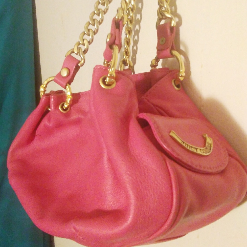 Authentic Juicy couture pink leather handbag purse